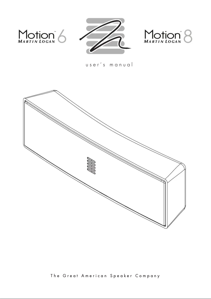 Page 1 de la notice Manuel utilisateur Martin Logan Motion 6