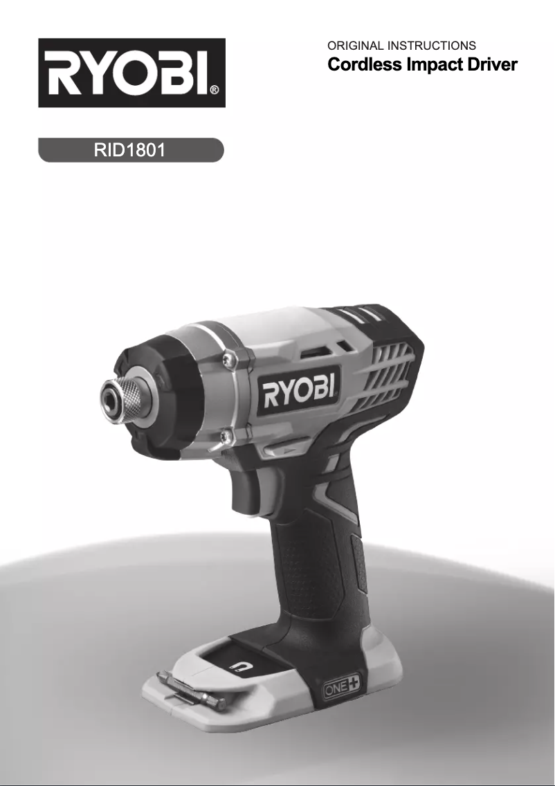 Page 1 of the manual User Manual RYOBI RID1801