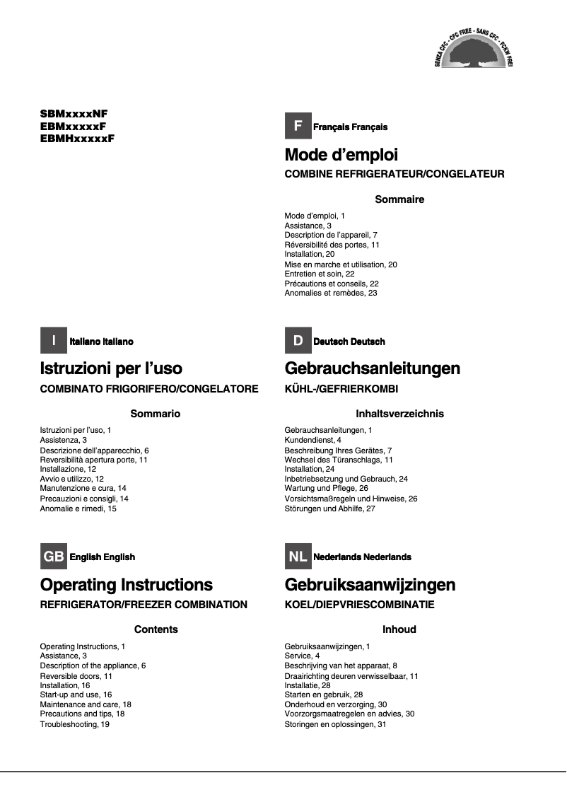 Page n°1 - Manuel utilisateur Hotpoint Ariston EBM 18220 F