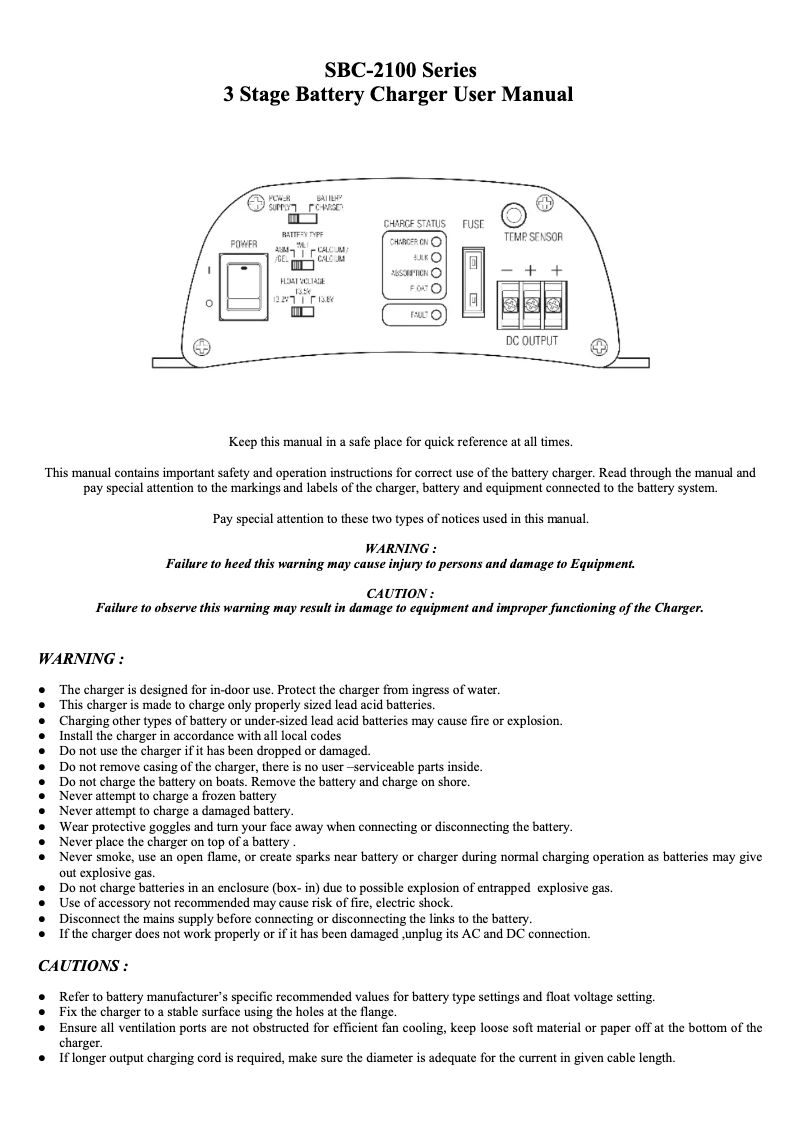 Page 1 de la notice Manuel utilisateur Manson SBC-2120