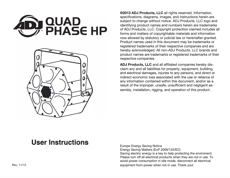 Page 1 de la notice Manuel utilisateur Adj Quad Phase HP