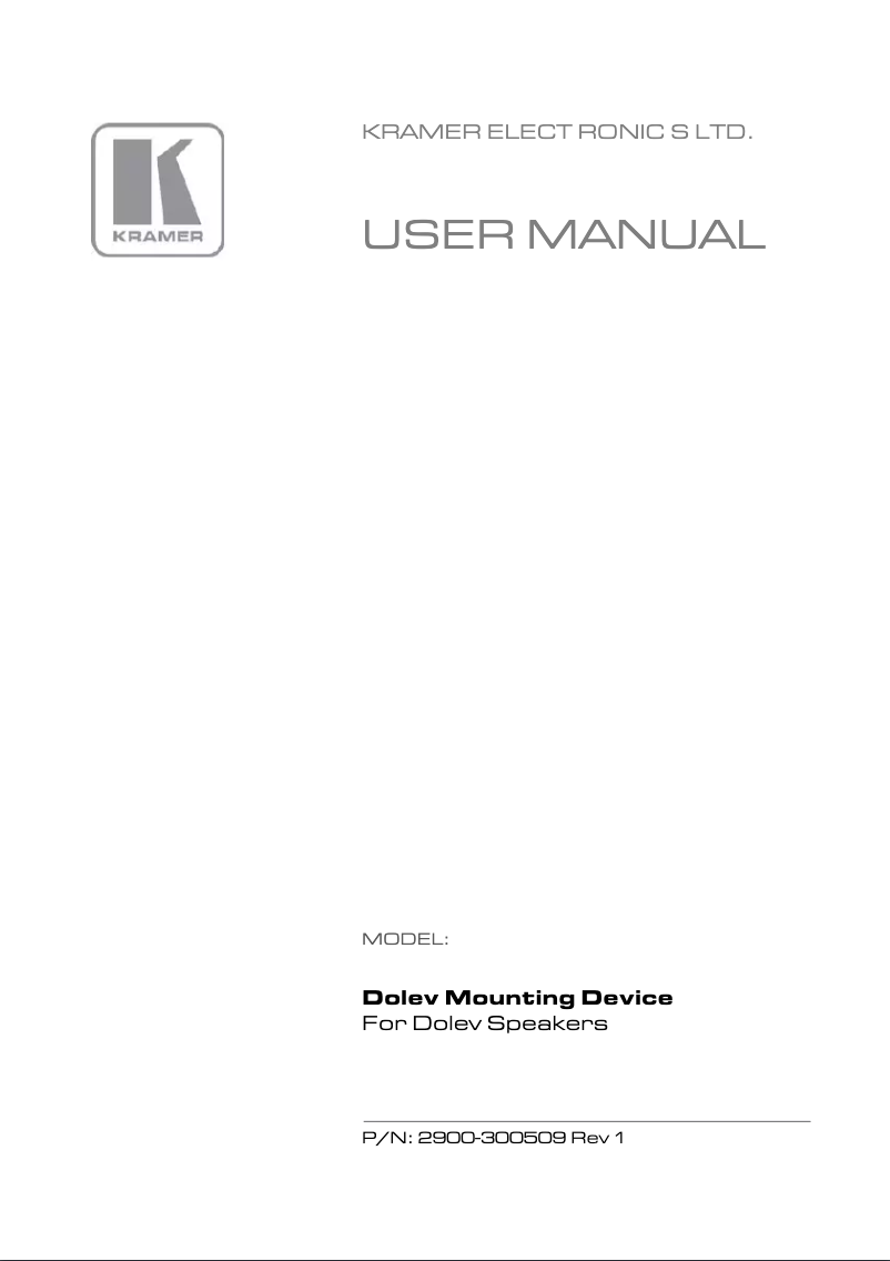 Page 1 de la notice Manuel utilisateur Kramer Dolev 6