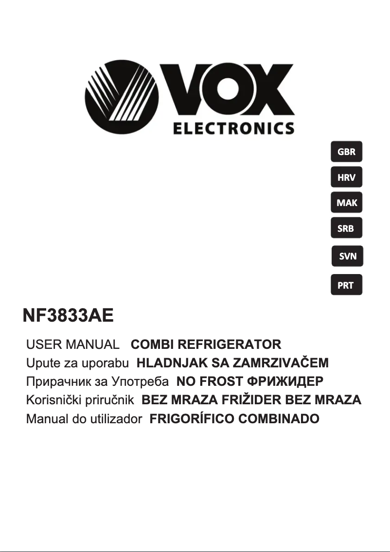 Page 1 de la notice Manuel utilisateur VOX NF3833AE