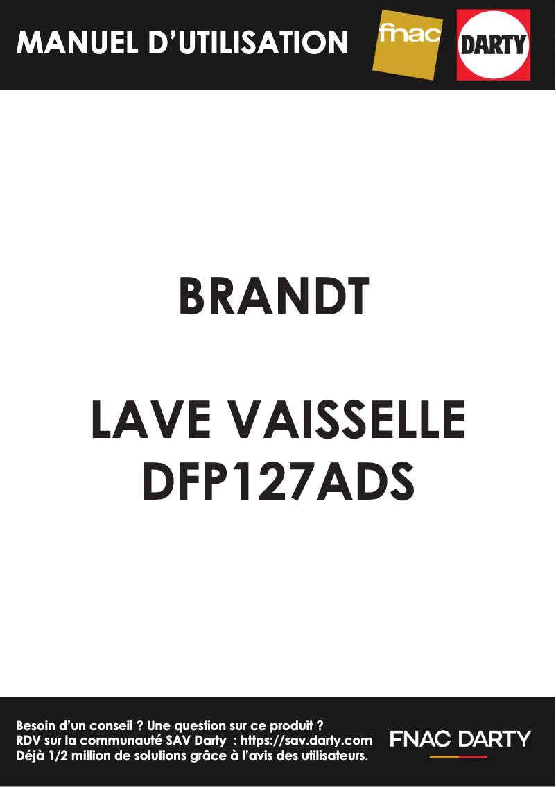 Page 1 de la notice Manuel utilisateur Brandt DFP127ADS