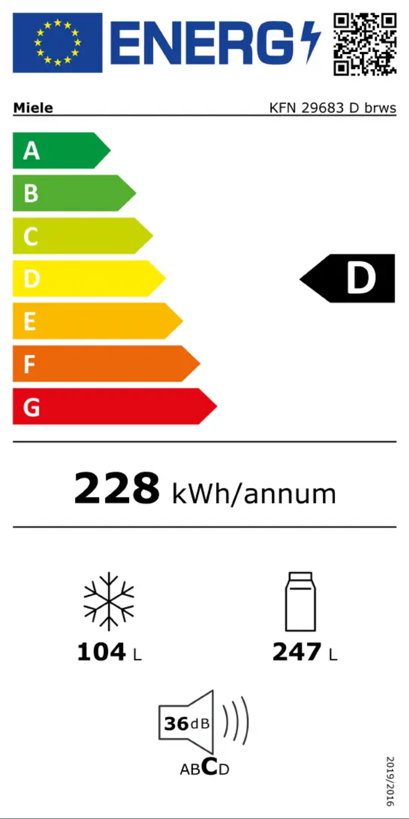 Page n°1 - Label énergétique Miele KFN 29683 D brws