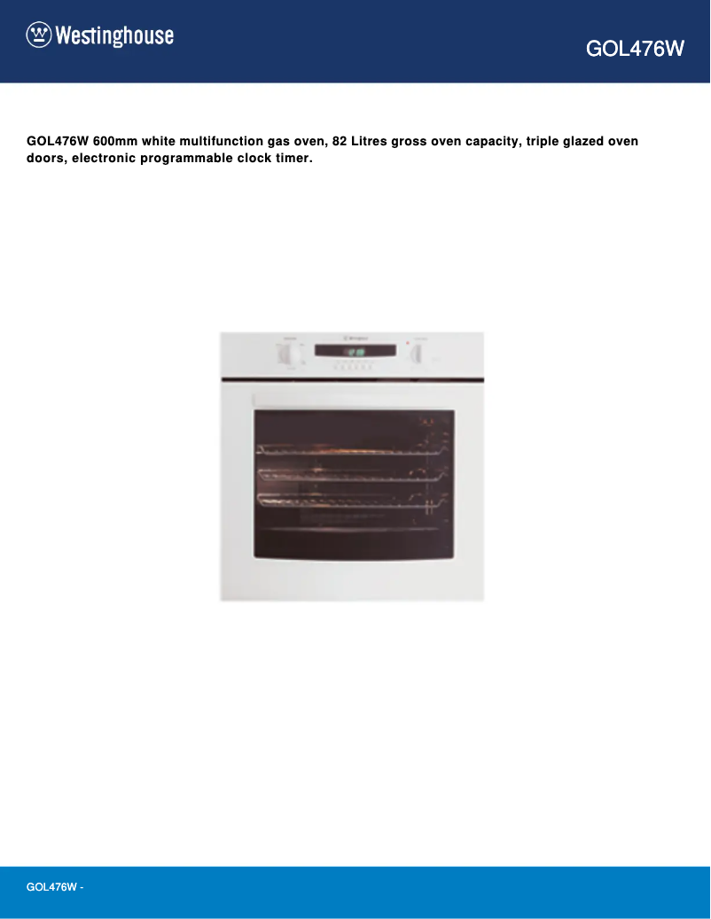 Image de la première page du manuel de l'appareil GOL476W