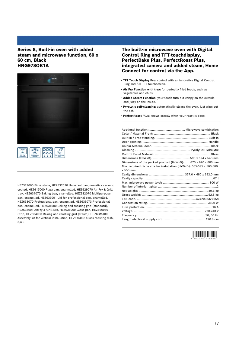 Página 1 del manual Ficha técnica Bosch HNG978QB1A