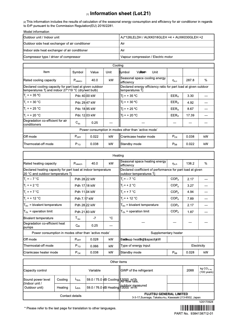 Image de la première page du manuel de l'appareil AIRSTAGE AJY126LELDH