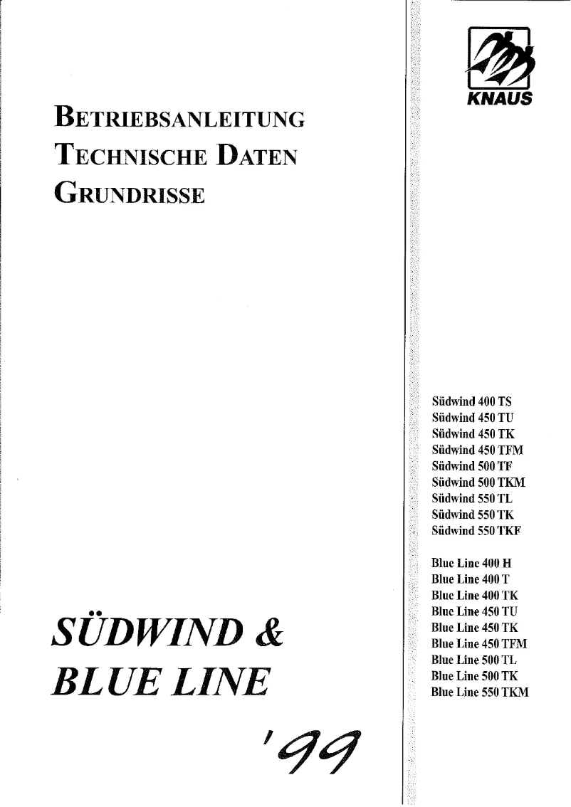 Image de la première page du manuel de l'appareil Sudwind 450 TFM (1999)