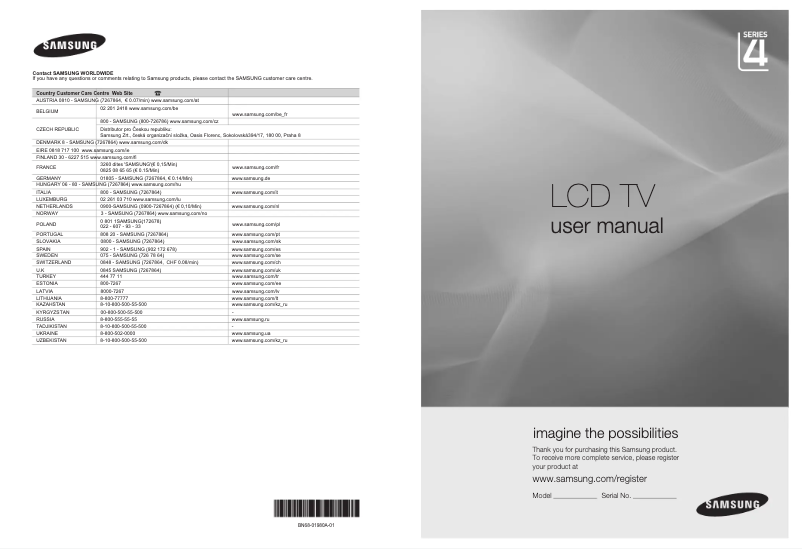 Page n°1 - Manuel utilisateur Samsung LE-22B541