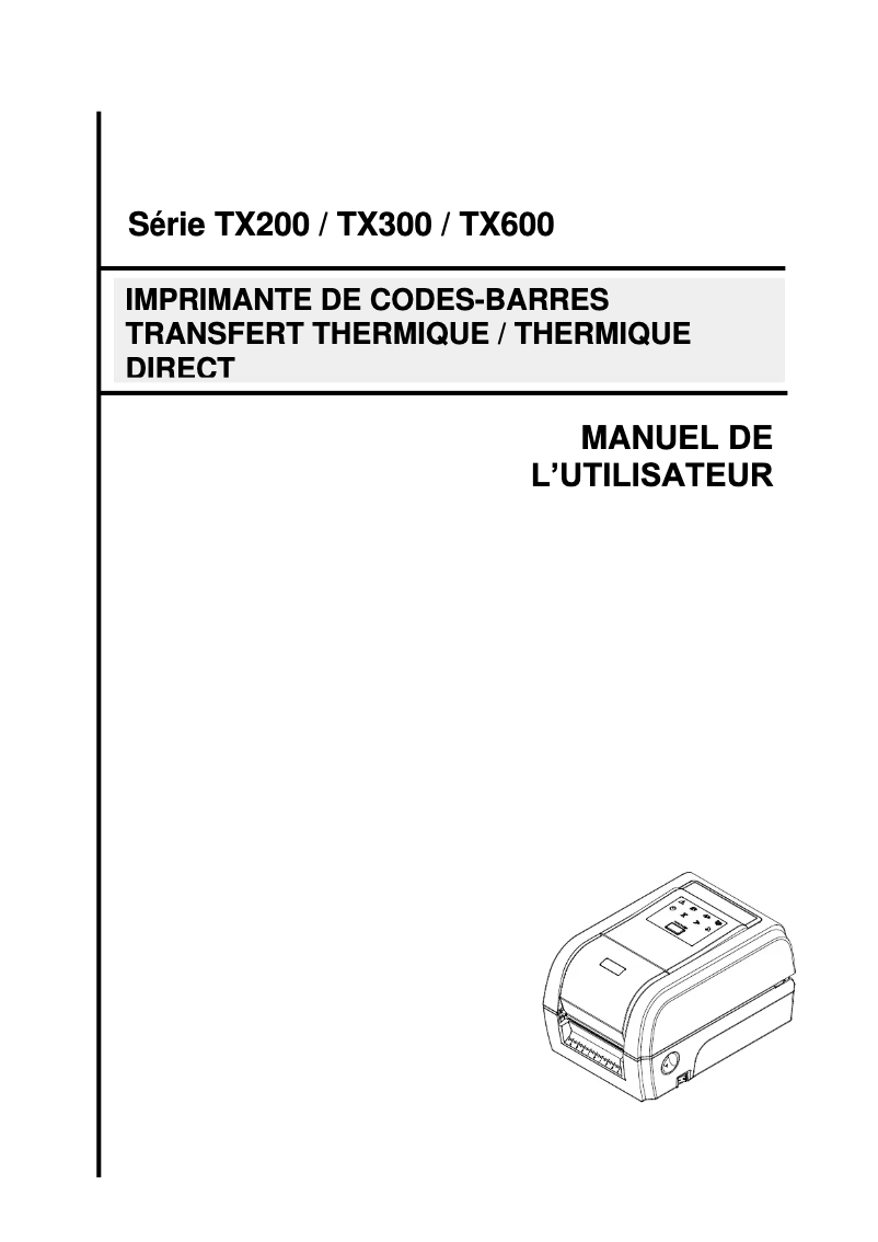 Page n°1 - Manuel utilisateur TSC TX200