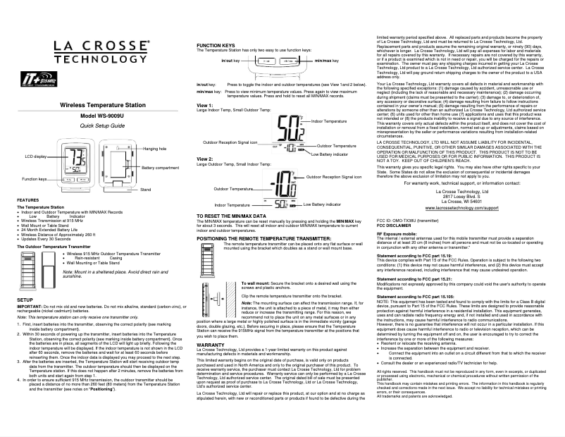 Image de la première page du manuel de l'appareil WS-9009B-IT