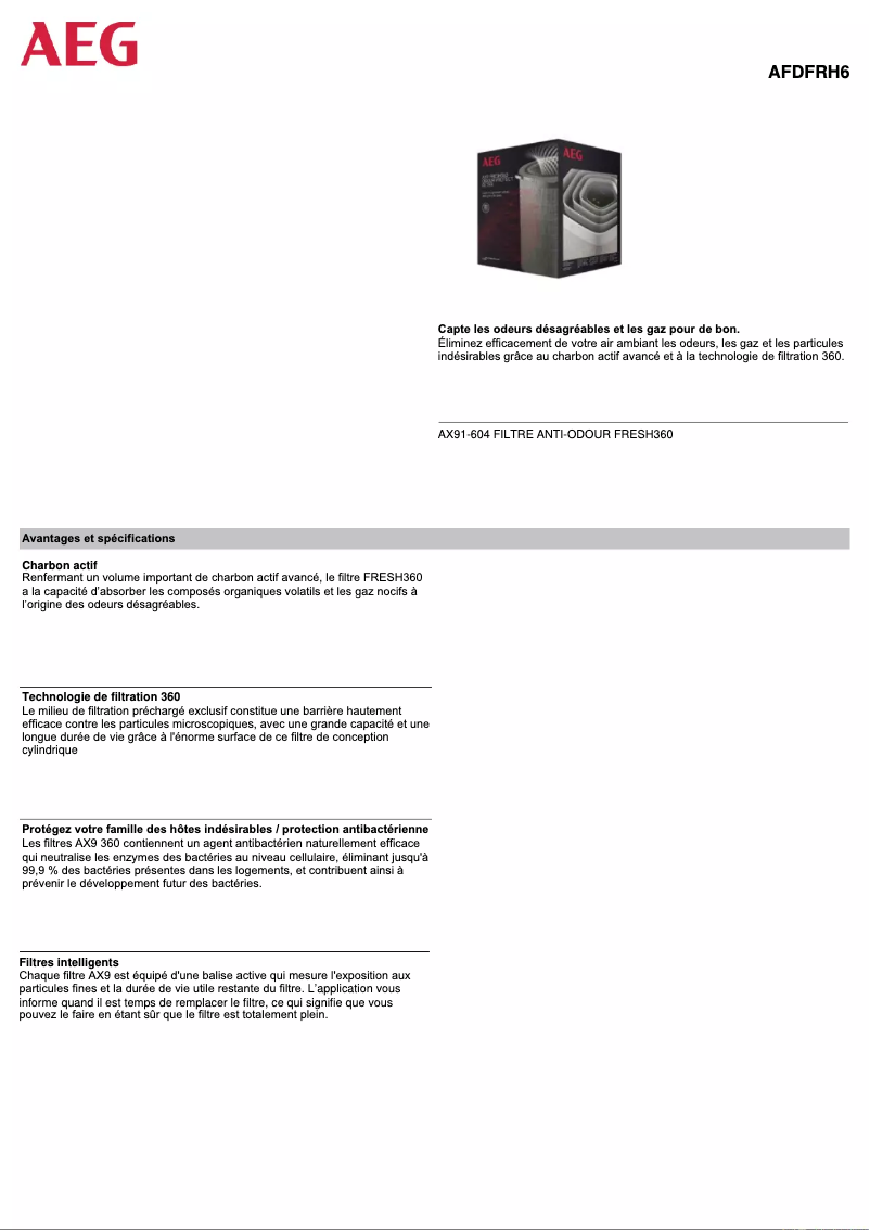 Page 1 de la notice Manuel utilisateur AEG AFDFRH6