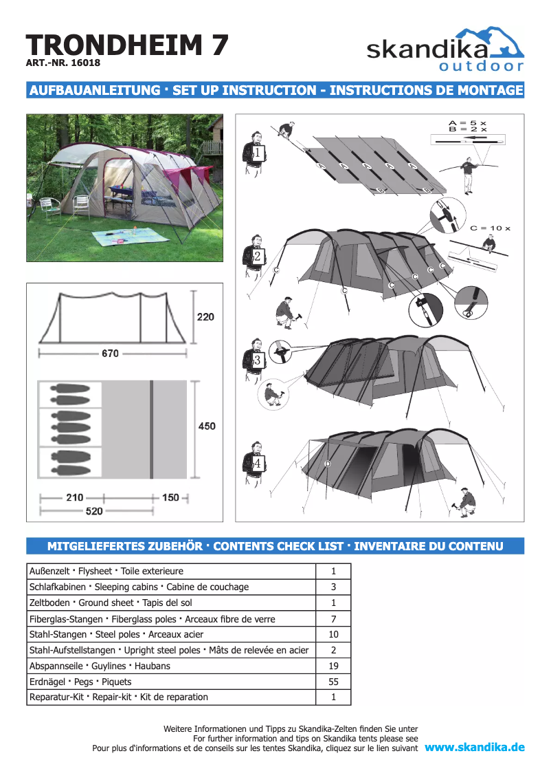 Page 1 de la notice Manuel utilisateur Skandika Trondheim 7