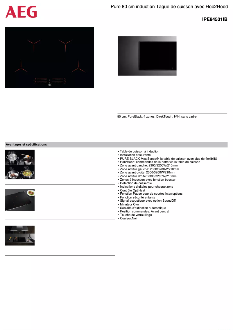 Page n°1 - Fiche technique AEG IPE84531IB