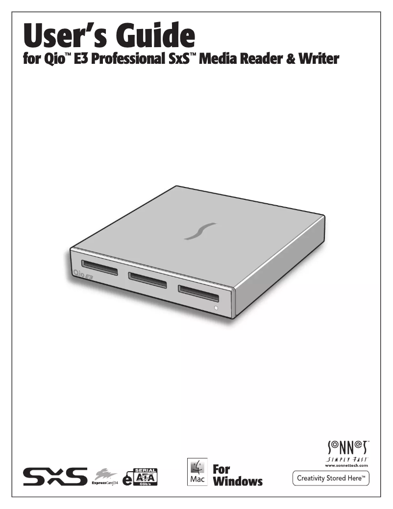 Page 1 de la notice Manuel utilisateur Sonnet Qio E3 w/ExpressCard/34