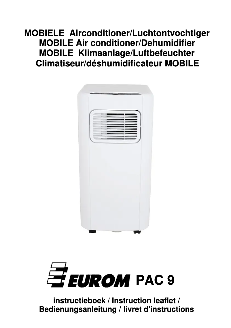 Página 1 del manual Manual de usuario Eurom PAC 9