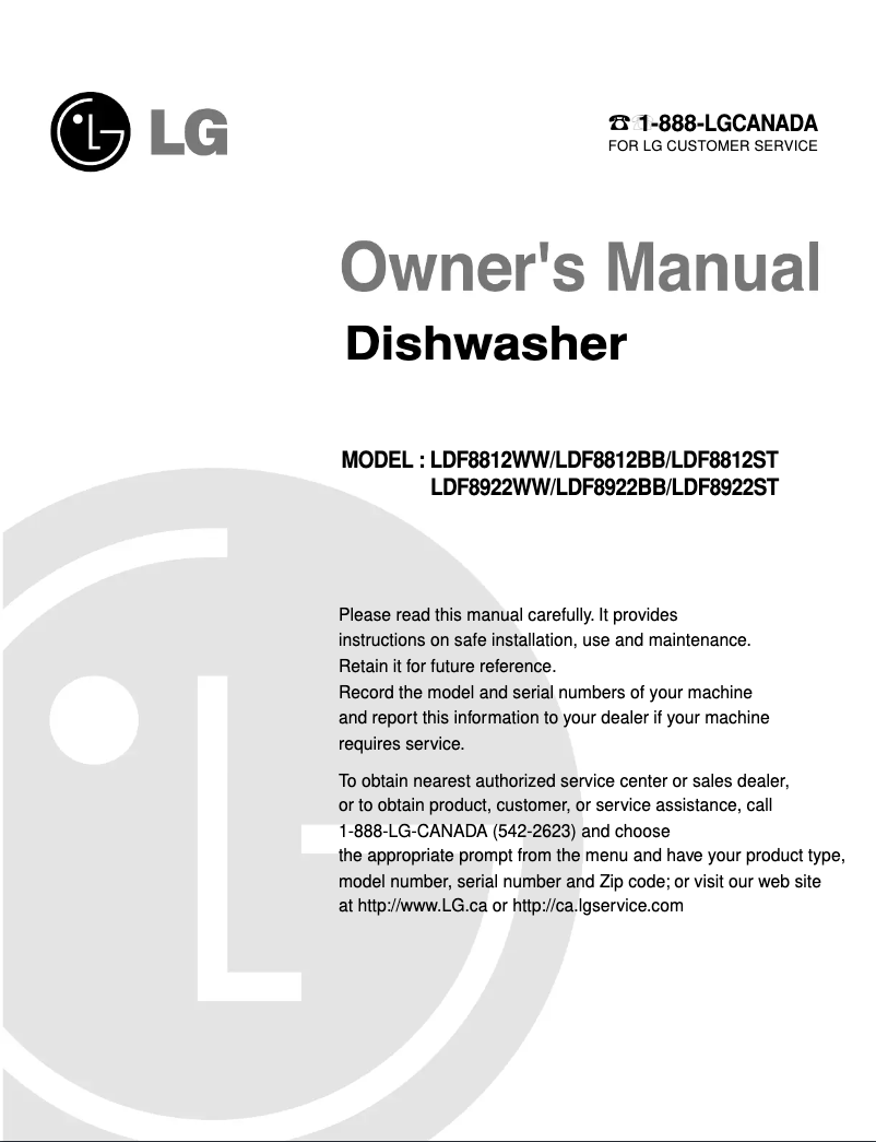 Image de la première page du manuel de l'appareil LDF8922ST