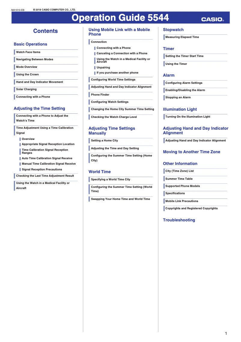 Page 1 de la notice Manuel utilisateur Casio G-Shock MTG-B1000DCM-1AER