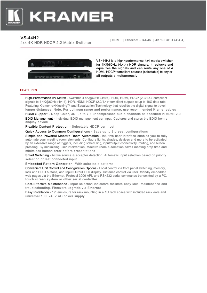 Image de la première page du manuel de l'appareil VS-44H2