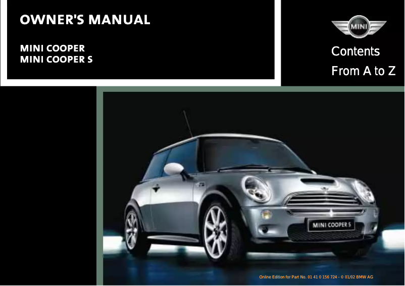 Page 1 de la notice Manuel utilisateur Mini Hardtop 2 Door (2002)