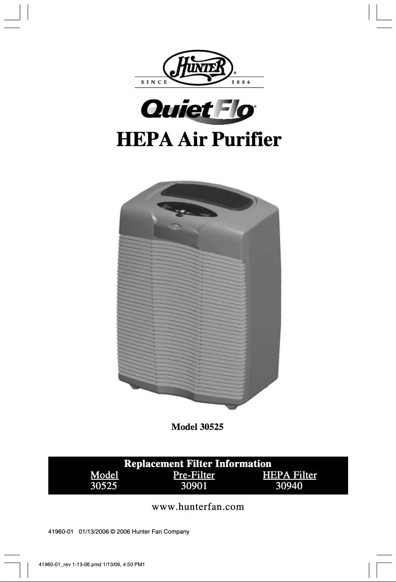 Page 1 of the manual User Manual Hunter QuietFlo 30525