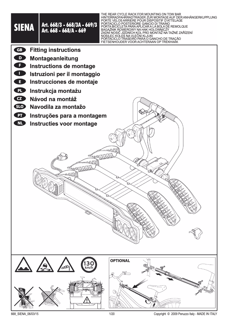 Imagen de la primera página del manual del dispositivo Siena