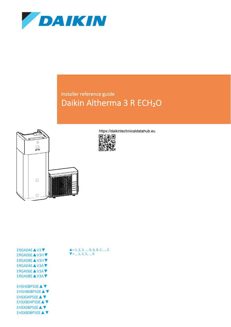 Page 1 de la notice Guide d'installation Daikin EHSH08P50EF