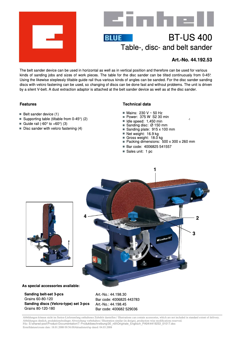Imagen de la primera página del manual del dispositivo BT-US 400