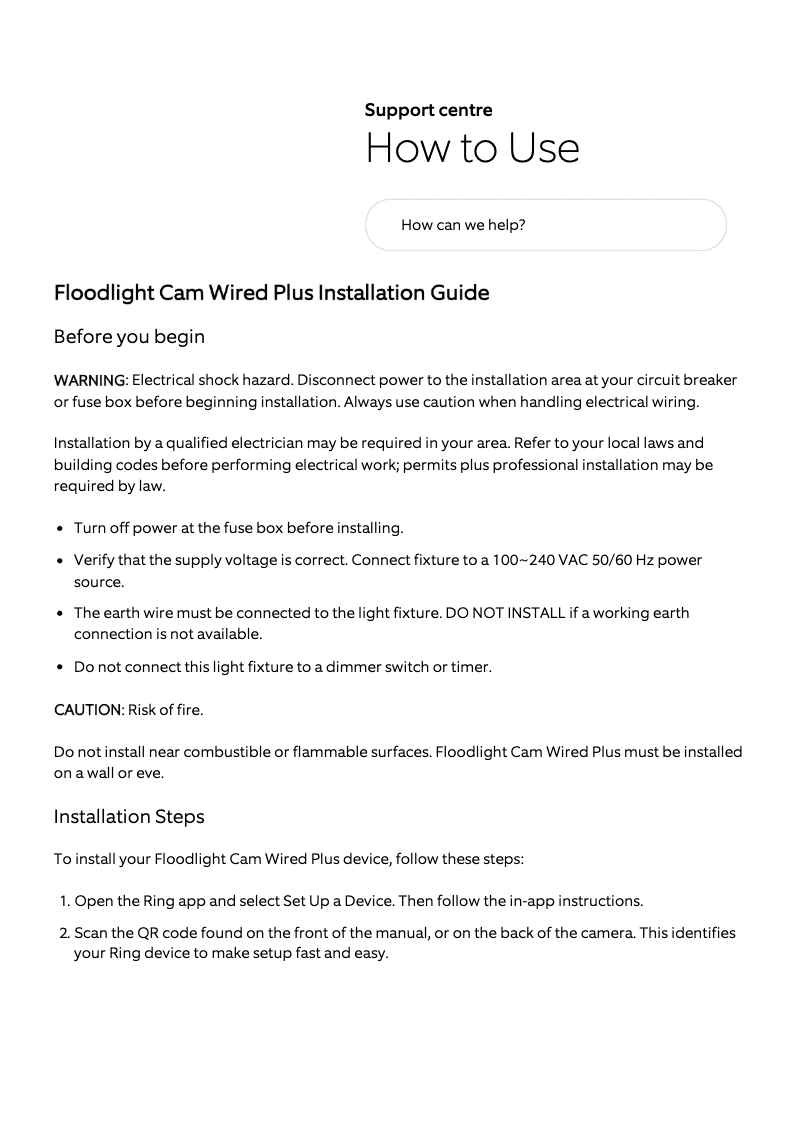 Page n°1 - Manuel utilisateur Ring Floodlight Cam Wired Plus