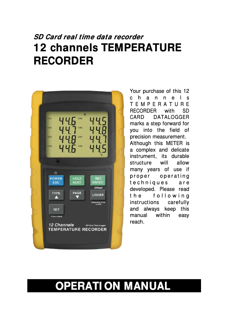 Page 1 de la notice Manuel utilisateur PCE Instruments PCE-T 1200