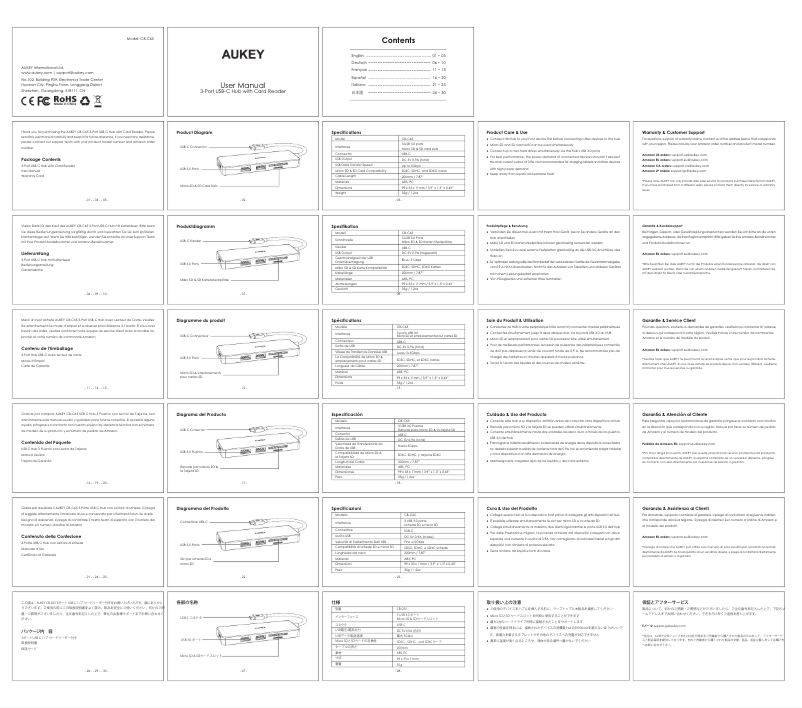 Page 1 de la notice Manuel utilisateur Aukey CB-C65