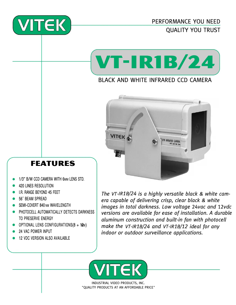 Page 1 de la notice Manuel utilisateur Vitek VT-IR1B/12