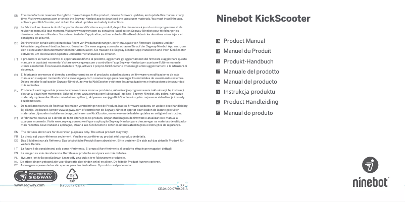 Page 1 de la notice Manuel utilisateur Segway Ninebot KickScooter MAX G2 E