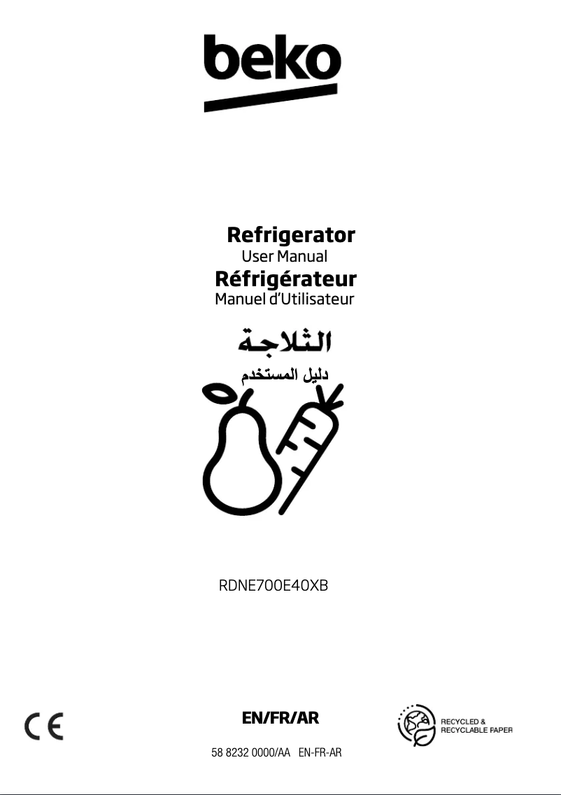 Page 1 de la notice Manuel utilisateur Beko RDNE700E40XB