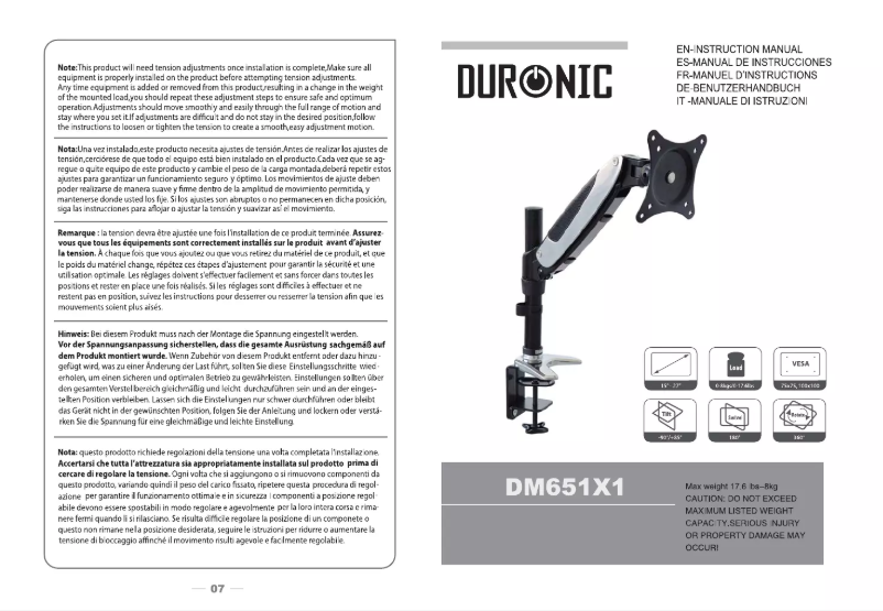 Page 1 de la notice Manuel utilisateur Duronic DM651X1
