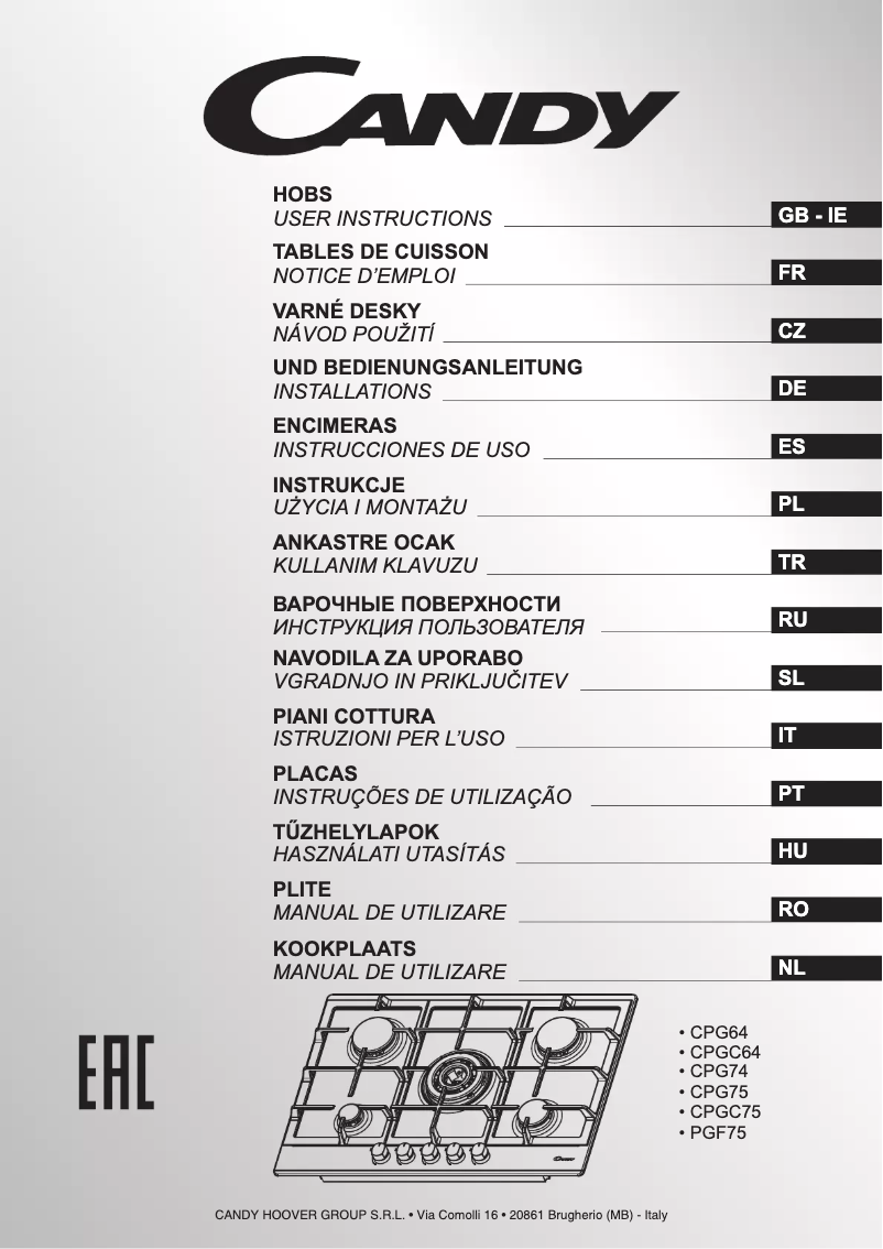 Page n°1 - Manuel utilisateur Candy CELP64SPX