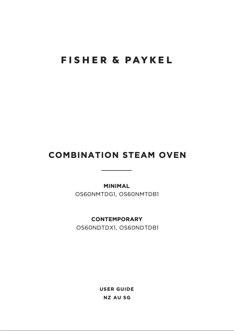 Page 1 de la notice Guide d'installation Fisher & Paykel OS60NDTDB1