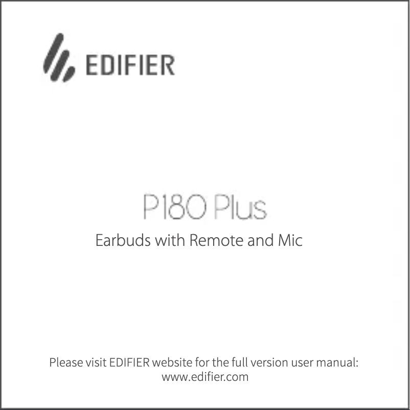 Page 1 de la notice Manuel utilisateur Edifier P180 USB-C