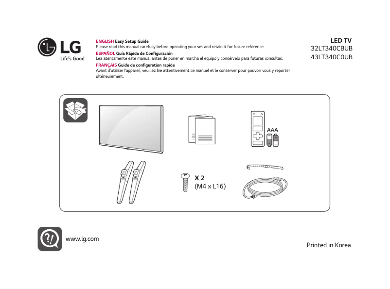 Page 1 de la notice Manuel utilisateur LG 32LT340C