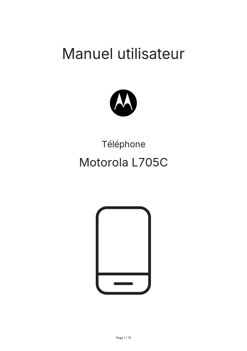 Image de la première page du manuel de l'appareil L705C