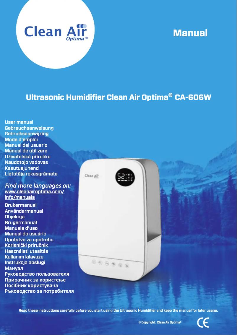 Page 1 de la notice Manuel utilisateur Clean Air Optima CA-606W