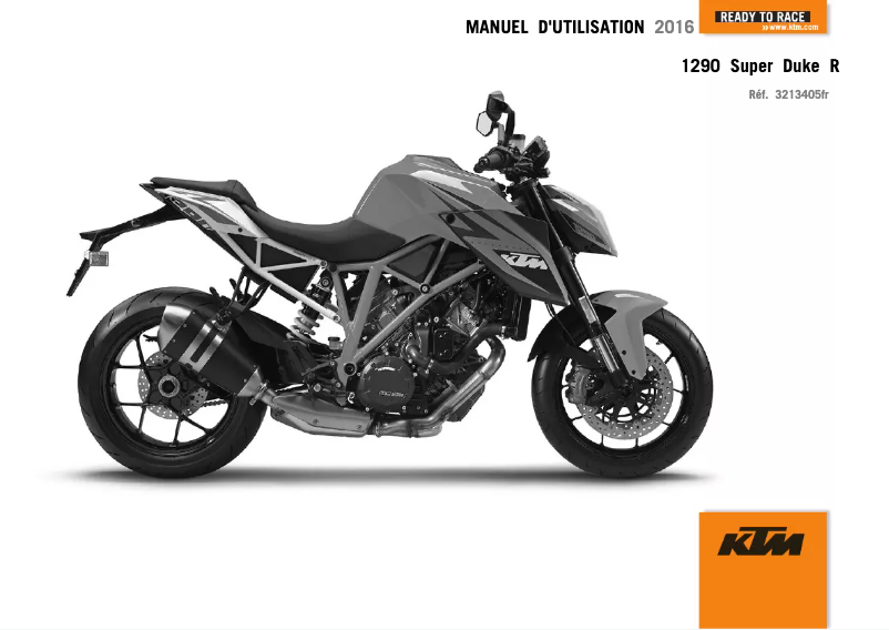 Page 1 de la notice Manuel utilisateur KTM 1290 Super Duke R Special Edition (2016)