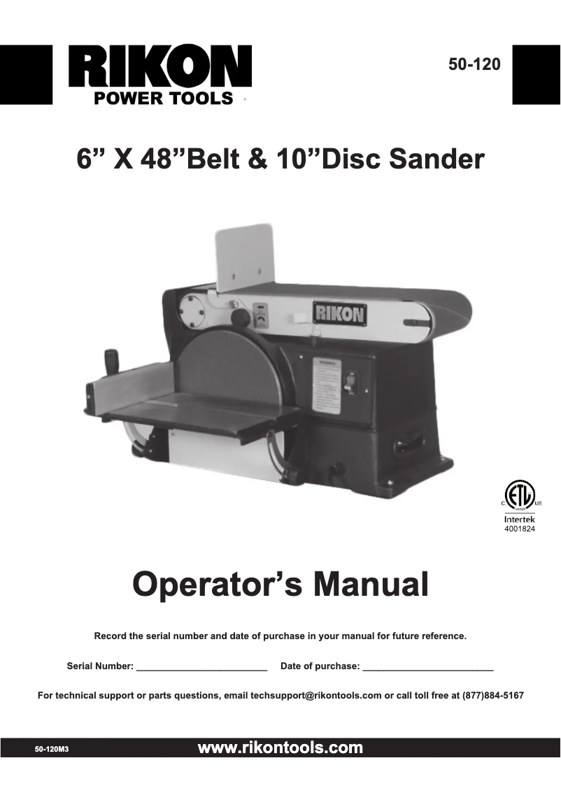 Page n°1 - Manuel utilisateur RIKON 50-120