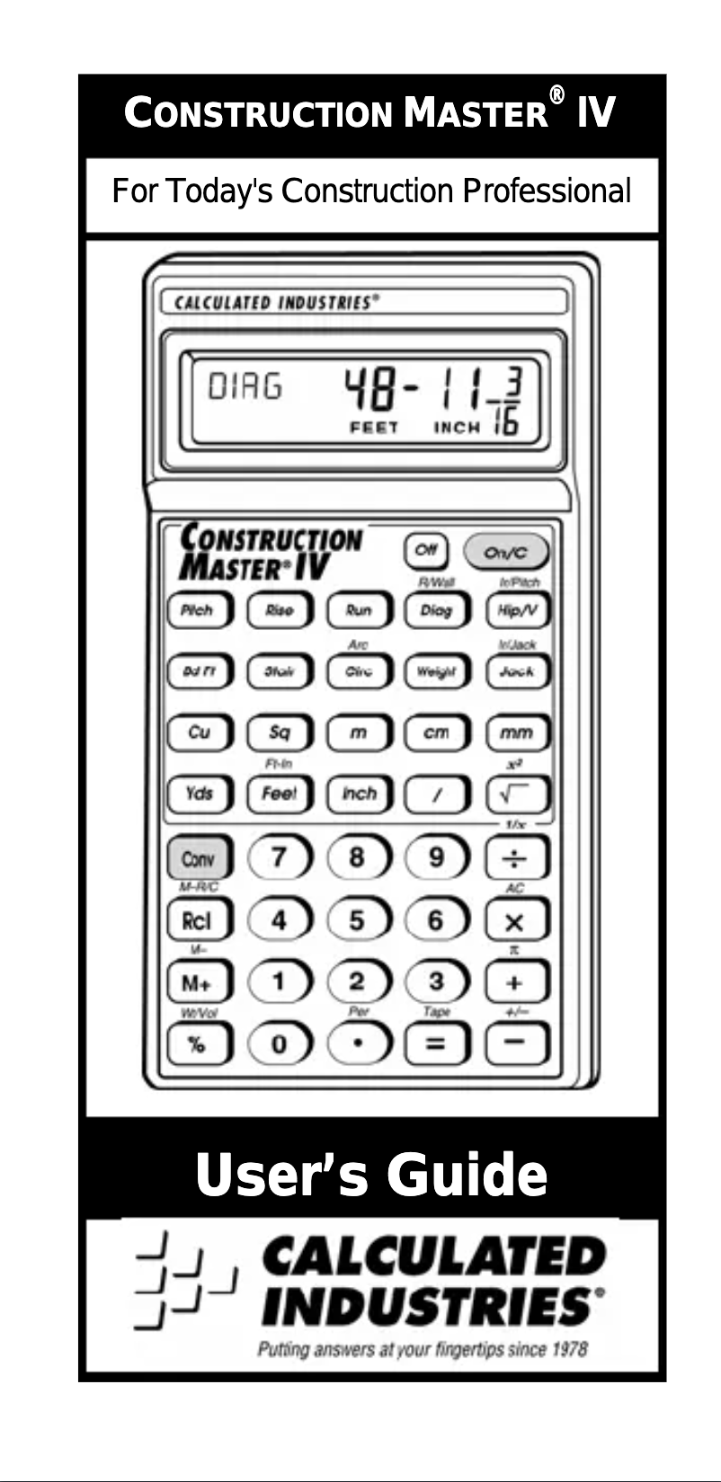 Image de la première page du manuel de l'appareil Construction Master IV