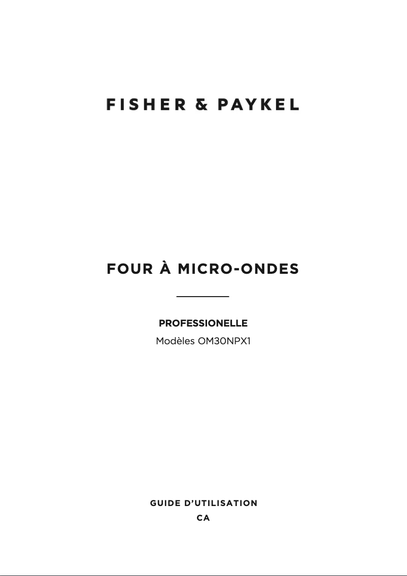 Page 1 de la notice Manuel utilisateur Fisher & Paykel OM30NPX1
