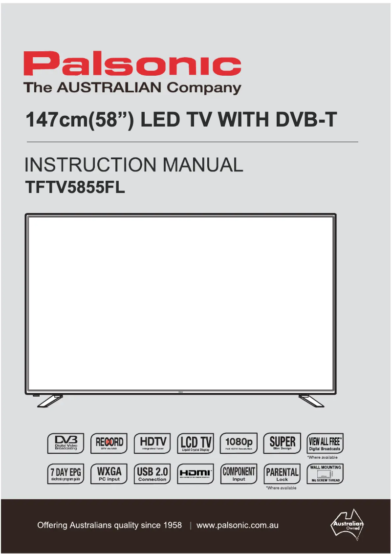 Page n°1 - Manuel utilisateur Palsonic TFTV5855FL