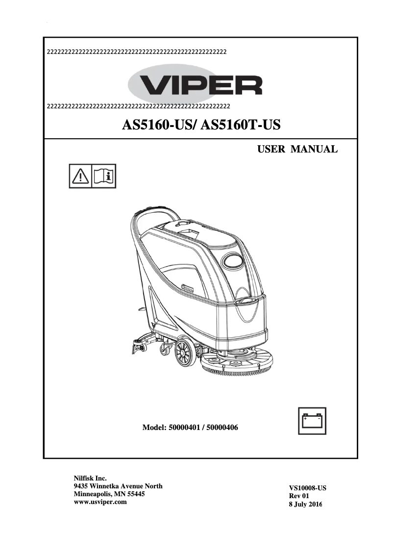 Page 1 de la notice Manuel utilisateur Nilfisk Viper AS5160