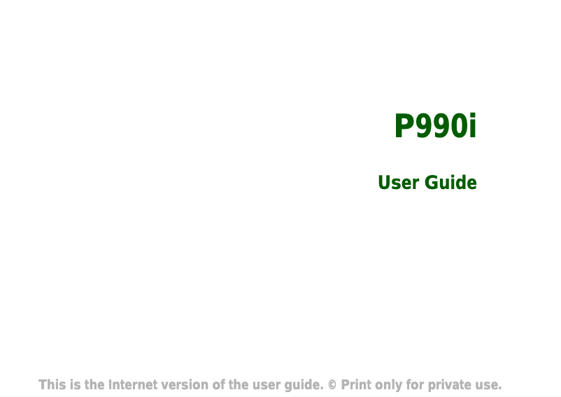 Page 1 de la notice Manuel utilisateur Sony Ericsson P990