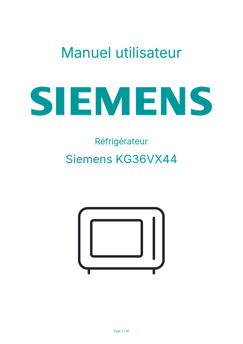 Page n°1 - Manuel utilisateur Siemens KG36VX44